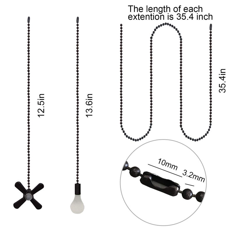 Iceyyyy Ceiling Fan Pull Chains Set Including 4Pcs Beaded Ball Fan Pull Chain Pendant, Extra 8Pcs Beaded and Pull Loop Connectors, 2Pcs 35.4 inches Fan Pull Chain Extension â€¦ - Image 3